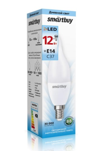 Лампа Smartbuy LED свеча на ветру C37-12W/4000/E14 SBL-C37Can-12-40K-E14